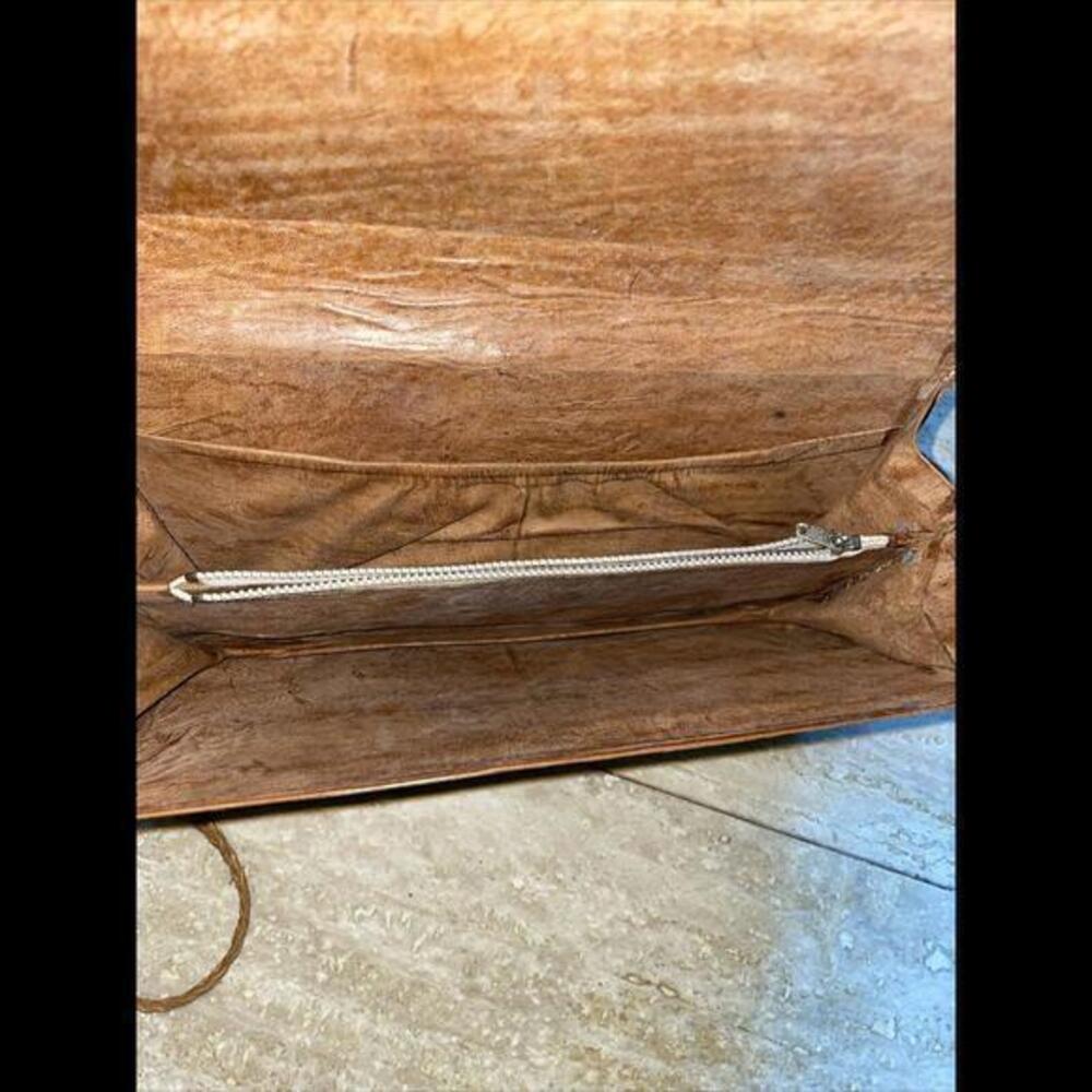 VTG Brown Python Snake Skin Leather Envelope‎ Clu… - image 6